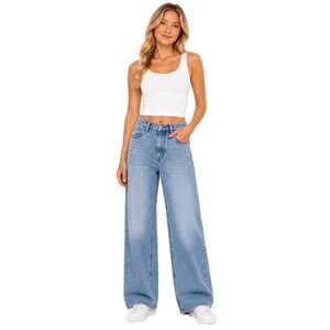 Abercrombie & Fitch The Loose High Rise Light Wash Distressed Jeans 24 00S Blue